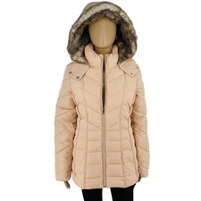 Veste Matelassée À Capuche En Fourrure Synthétique Rose Pour Femme Taille M