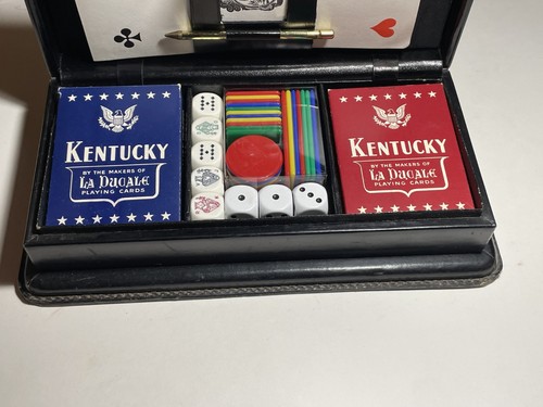 Coffret jeu cartes cuir - en,
