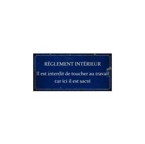 Plaque métal réglement