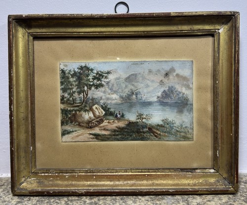 Aquarelle xixe école suisse - :,