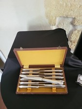 Lot de 12 Grands couteaux de table en métal argenté  25cm