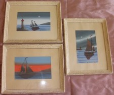 Suite de 3 cadres marines