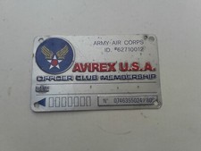 PLAQUE ALUMINIUM AVIREX USA ARMY AIR CORPS / OFFICER CLUB MEMBERSHIPS
