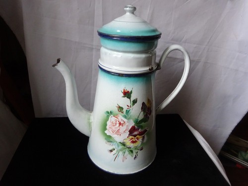 Cafetière émaillée ancienne - cafetière,