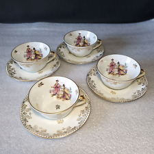 ? 4 tasses a café en porcelaine Limoges décor Nankin