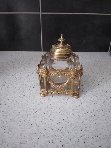 Encrier cristal bronze - cristal,
