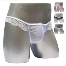 Culotte Slip Sous-Vêtement Sissy Hommes Lingerie Dentelle Sexy Transparent Stylé