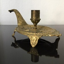 Bougeoir A Main en Bronze Doré Dauphin XIXè Candle Holder Gilded Bronze 19th C