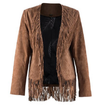 Veste à franges marron 100 %