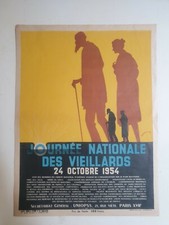 Journée Nationale des Vieillards Angelion 1954 Affiche Originale Religion