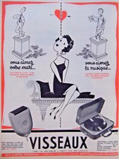 PUBLICITÉ DE PRESSE 1954 VISSEAUX LE RASOIR ET LA MUSIQUE TOURNE-DISQUES