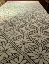 Vintage ecru crochet bedspread - vintage,