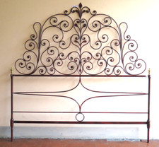 Tête De Lit Matrimoniale En Fer Forgé À Queue De Paon Vintage 27