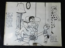 Dessin Humoristique Vintage à l'encre de Chine 1950 * Croquis Original Légendé