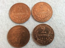  lot 4 pieces de 2 centimes Dupuis 1914 qualité sup 