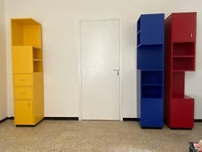 3 pièces uniques d'artiste colonnes rangements post modernistes design années 80