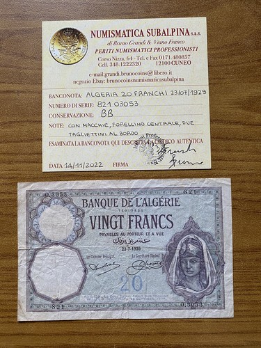 Billet algérie francs - 23, 7