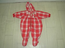 Combinaison Pilote rouge et blanche à carreaux 6/9 mois "Bear"