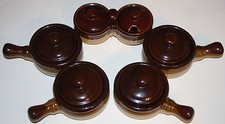 EUC Set of 4 Stoneware Pottery Cookware Bakeware Handle Soup Bowl and Sauce Pots