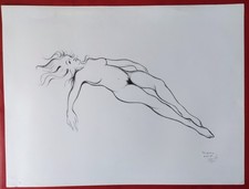 Lithographie Signée et Justifiée  de l'Artiste BEN GENAUX Femme NUE Allongée