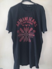 T Shirt Homme Armani Jeans Vintage Y2K Noir/Rouge Taille XL