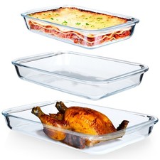 Plat à gratin verre 1.6/2.2/3L 3 pcs plat four lasagnes cuisson rôtir