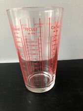 VINTAGE 1970 1980 Grand verre doseur ancien gradué rouge Publicitaire VERUTILE