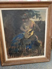 RICARDO MARÍN LLOVET école Espagnole Peinture Tableau Gitane Flamenco Musicien