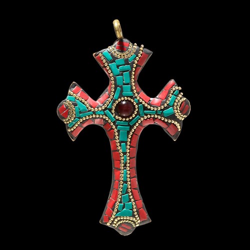 Pendentif croix boho tibatan - boho,