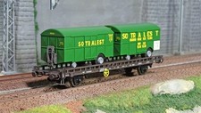 Ree modeles WB620 Wagon UFR Biporteur brun, 2 remorques fourgons SOTRALEST