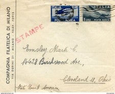 posta aerea - Milano Cleveland america - compagnia filatelica di Milano - 1947