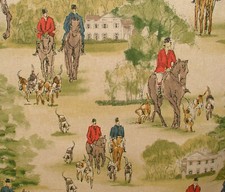 Cheval Et Chiens de Chasse Lin Coton Tissu Rideau Tapisserie Coussin Stores