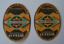 2 ETIQUETTES BIERE MEUSE -