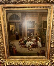 Huile sur toile tableau scène