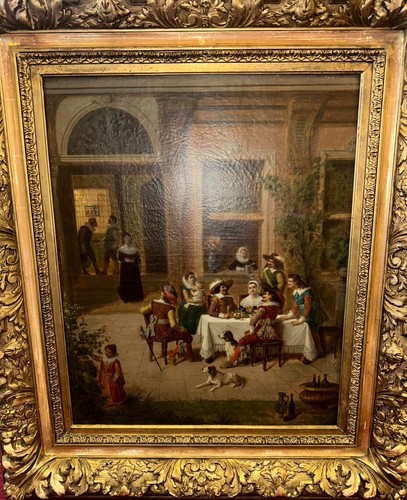 Huile sur toile tableau scène