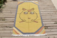 Tapis Népal 35''x61'' tissé à la main jaune motif Pokemon 91x157cm tapis en l...