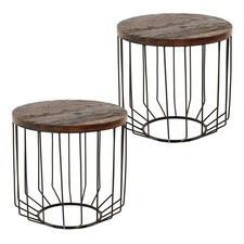 2x Table d'appoint bois massif