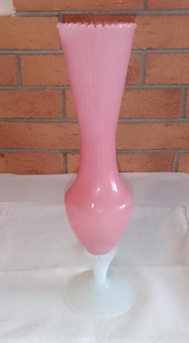 Vase opaline rose pied - opaline,