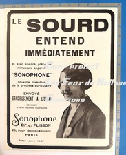 SONOPHONE PLISSON SURDITE APPAREIL SOURDS  1930 publicité advert 