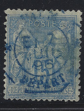 PAR-34-3-2: Paris départ Levée exceptionnelle E1 bleu bâton sur n°90