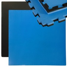 Tapis Puzzle de Sport 90x90cm mousse EVA 25mm incl encadrement Noir Bleu
