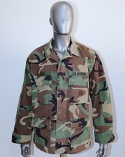 1980s US Marines Corps USMC Woodland Camouflage BDU Combat Jacket Large Reg