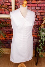 Vintage Original 60er Robe Fourreau Blanc Simple Discothèque Frappe de Mariée 42