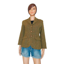 Blazer tweed Vintage 90s Ventilo La Colline | Veste cintrée en laine vert kaki
