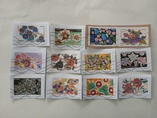 Lot 12 Timbres Fleurs brodées 2025