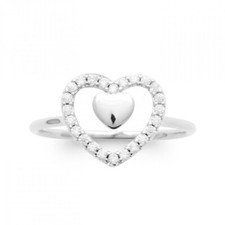 Bague forme coeur et zirconium