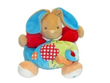 Doudou lapin Kaloo vert bleu rouge pomme escargot Gd mod. grelot