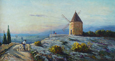 HURARD Joseph (1887-1956) "Le Moulin de Daudet, Fontvieille" Provence Avignon