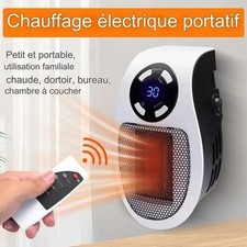 Chauffage Électrique Portable 500W Prise Murale Télécommande Mini Radiateur