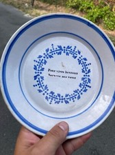 Assiette Parlante Devise Mariage Ancien Faïence Blanche Moustiers